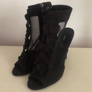 Mesh bootie peep toe stilettos